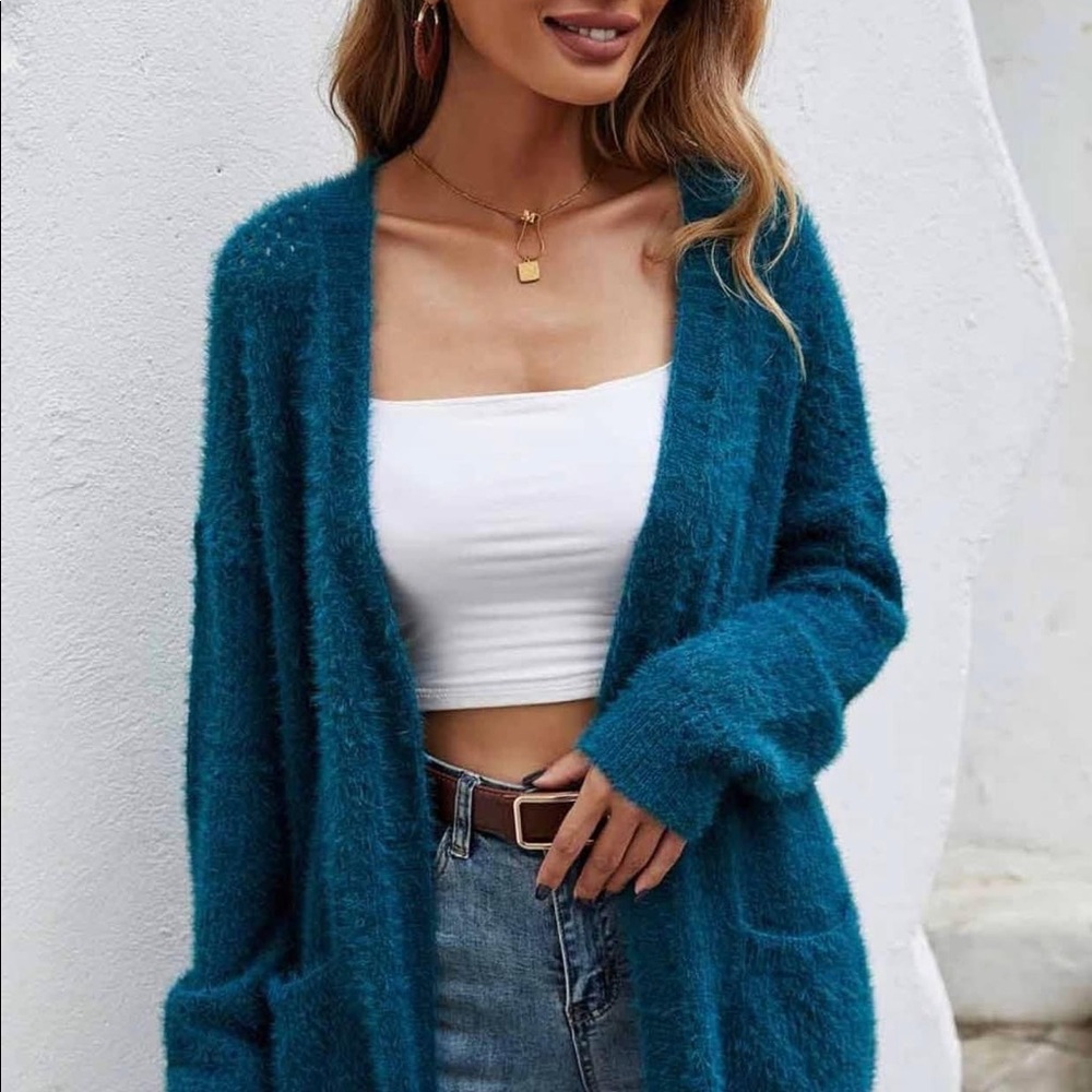 Eyelash Knit Cardigan Sweater